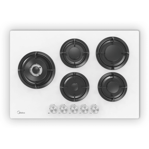 cef5bc22-7c9b-42e5-b9b6-eb17cd818a0e כיריים גז 75 ס"מ 5 להבות זכוכית לבנה דגם 75GP503-W – תמונה 1