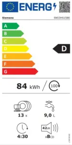 ⁦מדיח כלים חצי אינטגרלי 60 ס"מ רחב דגם SIEMENS SN53HS15BE⁩ – תמונה ⁦3⁩