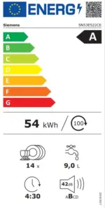 ⁦מדיח כלים רחב חצי אינטגרלי 60 ס"מ דגם SIEMENS SN53ES22CE⁩ – תמונה ⁦2⁩