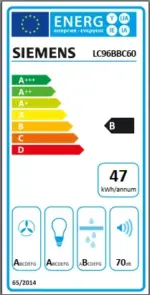 ⁦קולט אדים צמוד קיר 90 ס"מ דגם SIEMENS LC96BBC60 נירוסטה שחורה⁩ – תמונה ⁦2⁩