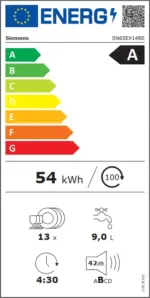 ⁦מדיח כלים רחב 60 ס"מ אינטגרלי מלא iQ500 דגם SIEMENS SN65EX14BE⁩ – תמונה ⁦2⁩