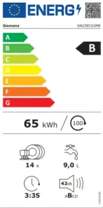 ⁦מדיח כלים רחב 60 ס"מ דגם SN23EC03ME  SIEMENS דמוי נירוסטה מושחרת⁩ – תמונה ⁦2⁩